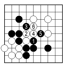 アタリにせず、相手の石の対角線上に打つ