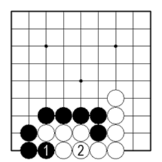 黒1とアタリをしても白２とツイで白はすべてつながっているからです。