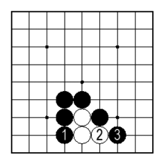 コツ②・自分の石にナナメができないように追いかける