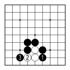 コツ②・自分の石にナナメができないように追いかける