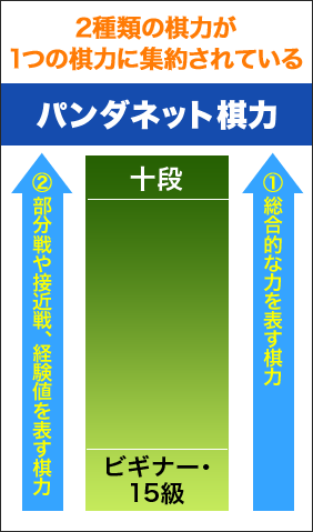 2種類の棋力が1つの棋力に集約されている